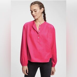 100% Cotton Flannel GAP Vibrant Pink Button-Up Blouse